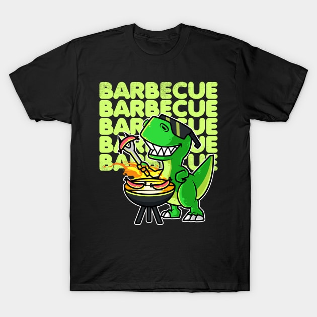 Cool Dinosaur Tyrannosaurus Cooking Sausages Barbecue BBQ product T-Shirt by theodoros20